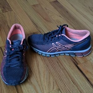 Coral and charcoal asics gel quantum 360